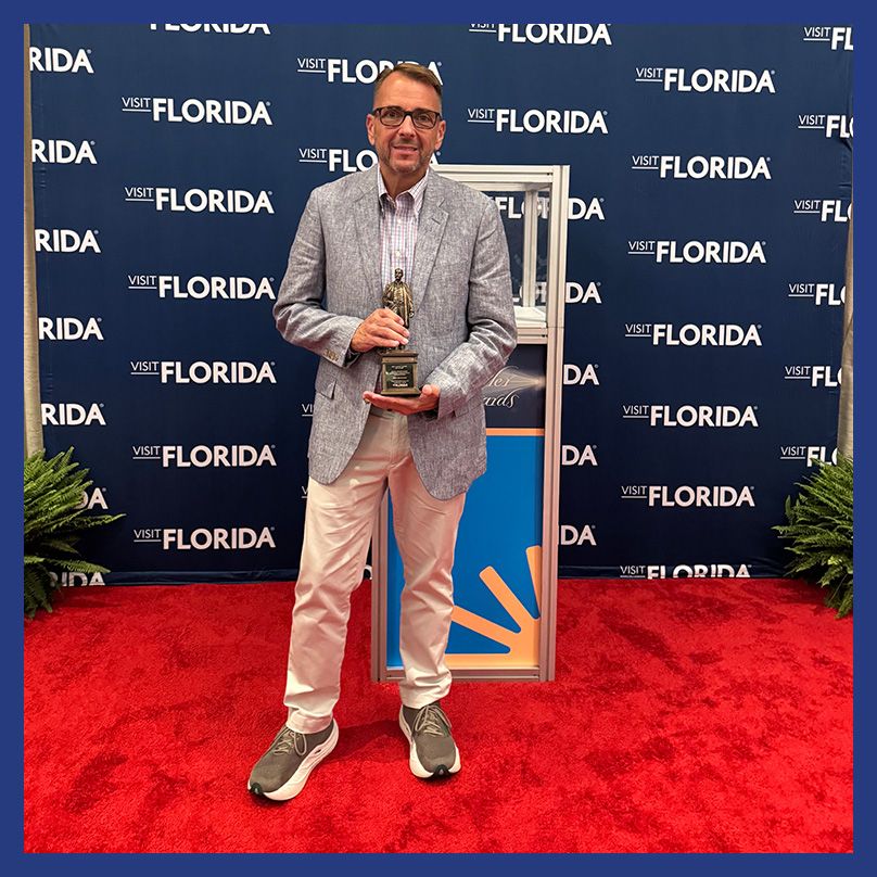 Jay Tusa accepting the 2025 Gold Flagler Award